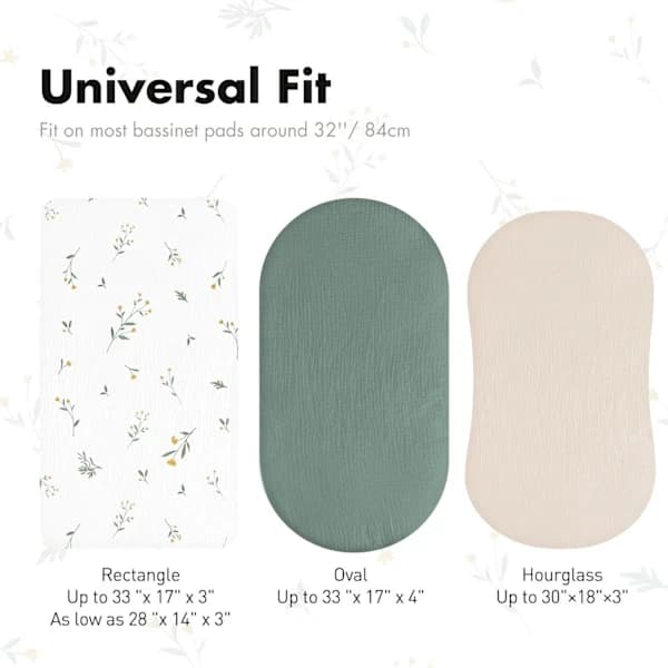 Set med 3 formsydda lakan, madrasskydd, för lekhage, 100% bomullsmuslin, mjuk, för barnvagn, babyshowerpresent