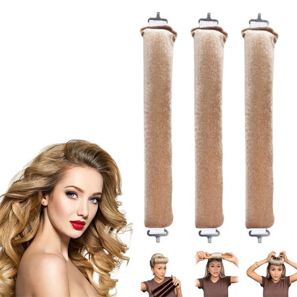 3 värmefria locktänger, sovlocktång, stor våg locktång Beige Beige