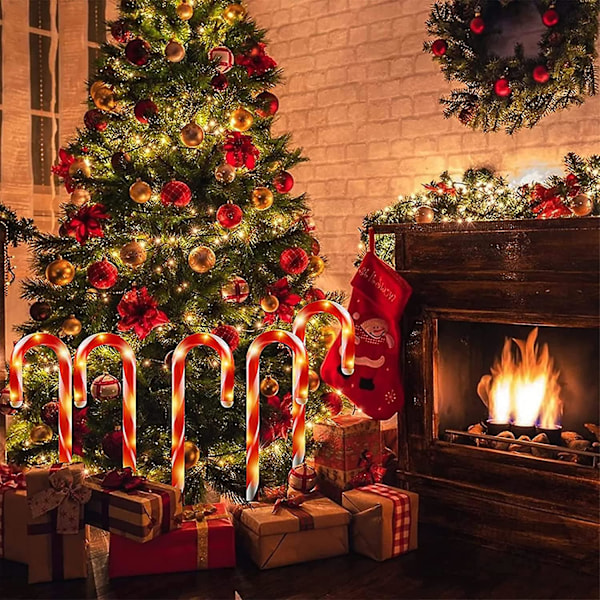 Julgransljus i form av pepparkakor, 10 stycken LED-ljus för julgodis, markörljus för inomhus- och utomhusdekoration
