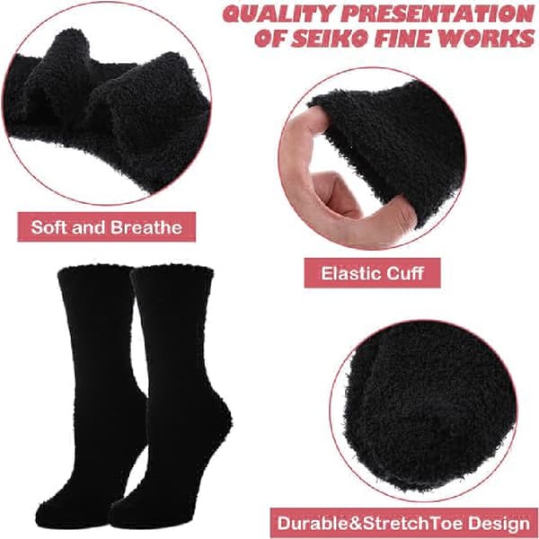 Dame Fuzzystrømper Hyggelige Fluffy Vinter Varme Hjemmeskostrømper Mikrofiber Bløde Hjemmesovestrømper, 02