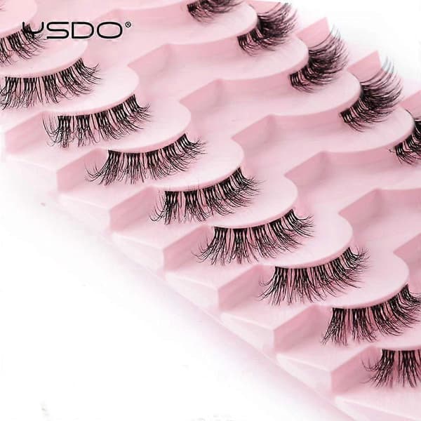 YSDO 5/10 Par Natural Long 3D Mink Eyelashes Makeup Soft Half Lashes Handmade Combo 10parY1009