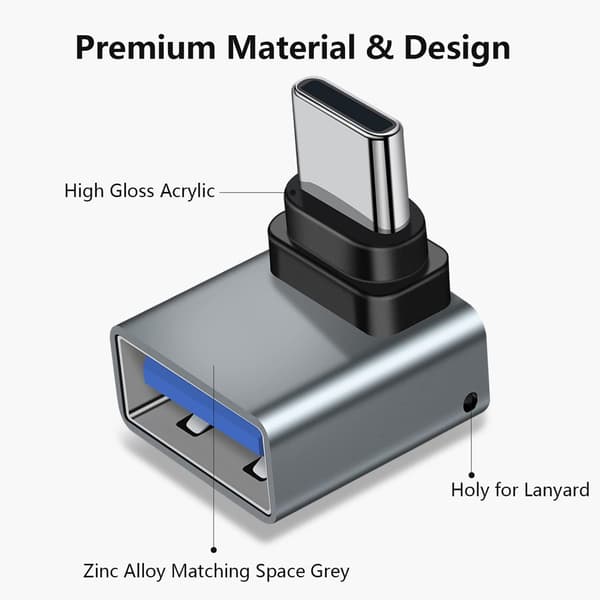 90 asteen USB C - USB-sovitin, 3 kpl, kulmikas USB C -uros - USB 3.0 -sovitin, MacBook Pro 2020/iMac/MacBook jne.
