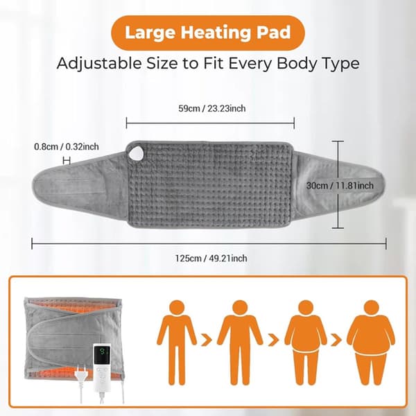Rechargeable Heating Belt - Back Heating Pad - Portable Electric Blanket - 125 x 30 cm - Back Heating Blanket - Stomach and Waist - 4 Timer Settings