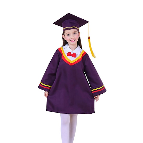 Børnegradueringskjole Doktor Sæt Skoleuniformer Graduation Phd Kappe Børnekappe Cosplay Kostume F Purple 140cm