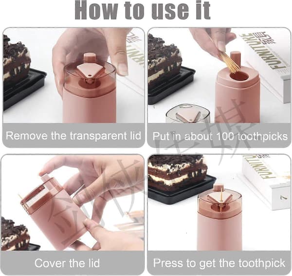 Toothpick Dispenser with OneTouch PopUp Design, Dustproof Large Capacity Toothpick Holder, Pink