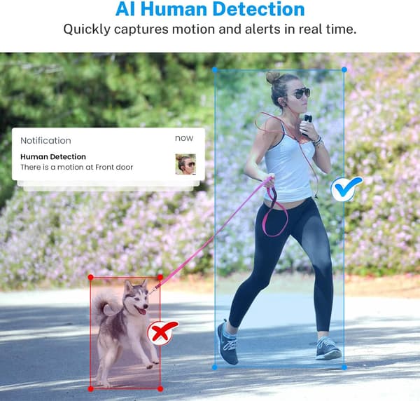 Wireless Video Doorbell, Battery Powered, AI Human & Motion Detection, 720p, Two-Way Talk, Night Vision, Cloud Storage (Sold Separately)