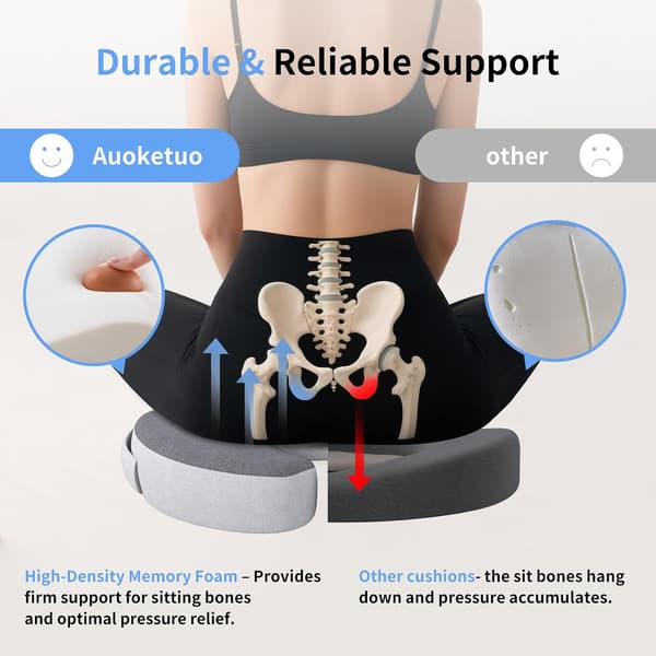 Memory foam donut cushion and Y-shaped orthopedic pillow, for hemorrhoids and tailbone pain, sciatica and pregnancy.