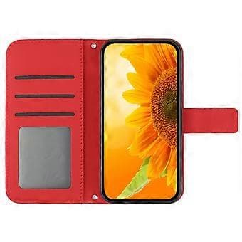 Wallet Case for Oppo A58 4G with Sunflower Pattern, Stand, and Hand Strap Style C Style C