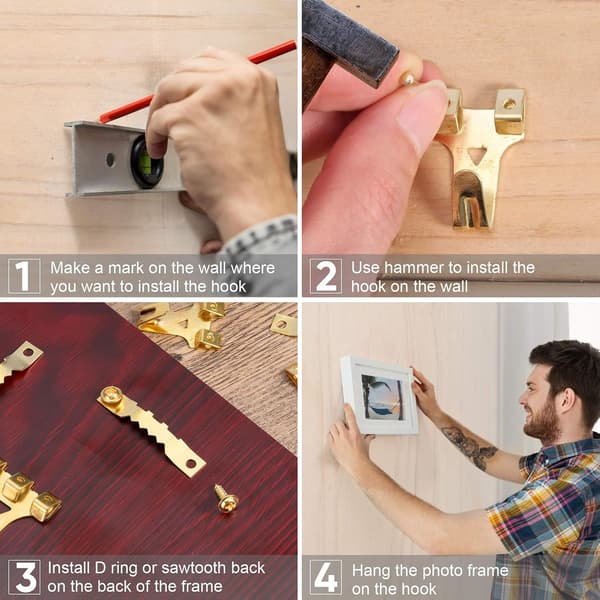 Picture Frame Hook, 196-Piece Picture Hanging Set, with Screws