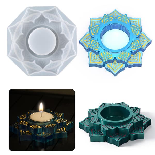 Lotus Lysestake Epoksy Støpeform for Pyntebeholder Hjem