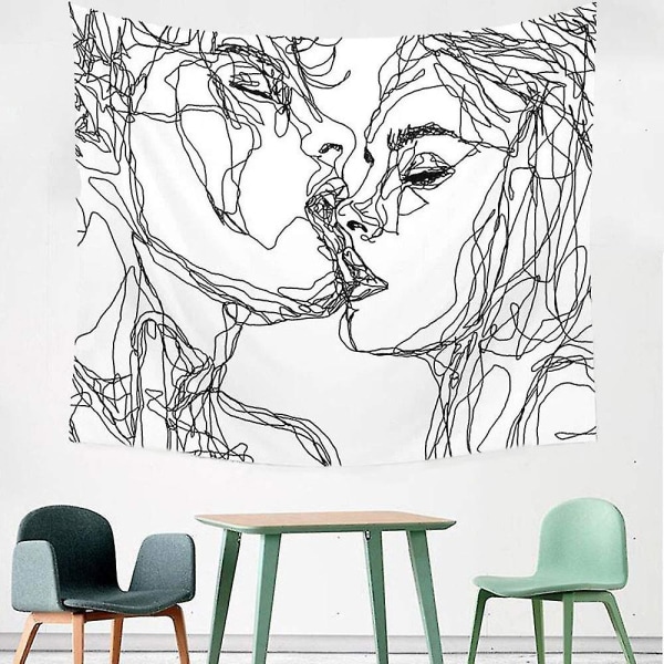 Moderne Kiss-veggteppe Abstrakt Kunstveggteppe Psykedelisk Polyester Hjemmedekor Moderne Dekorativ (hvit 150 X 200cm)