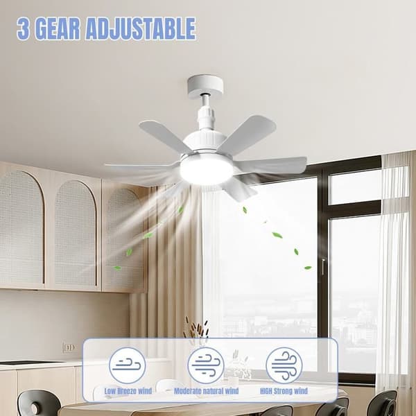 Ceiling fan with light and remote control, ceiling fan lamp, 3 speeds, 3 colors, ceiling fan
