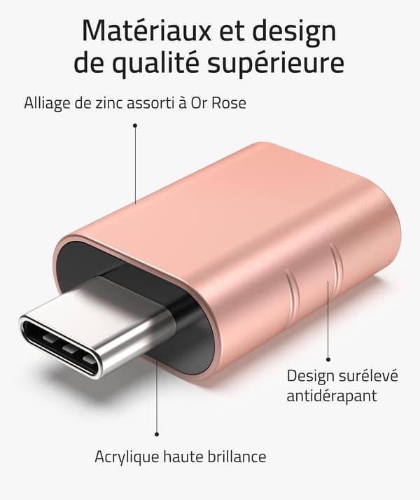Ruusukultainen USB C - USB-sovitin 2 kpl USB C uros - USB3 naaras,