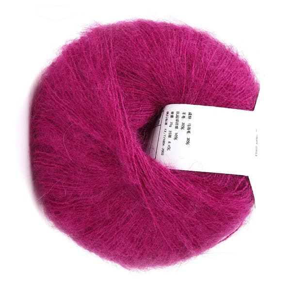 Mykt Varmt Strikket Mohair Ullgarn Mørkerødt