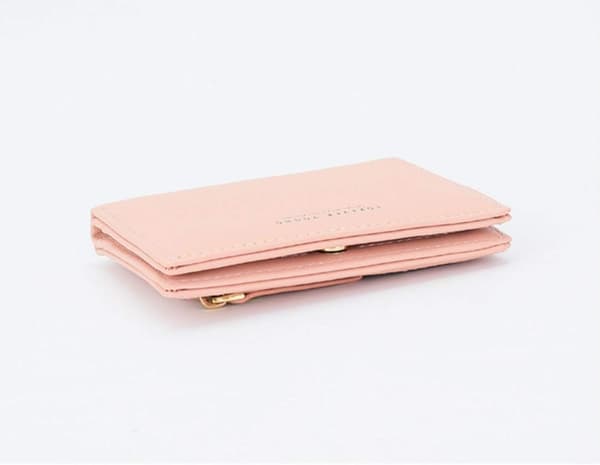 Damplånböcker Lille Bifold Læderlomme Pung Dame Mini Kort Pung (Pink)