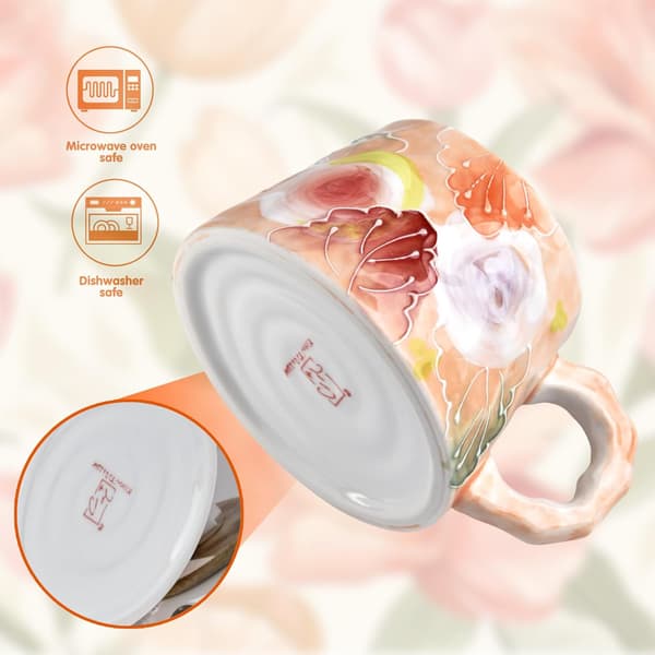 13oz Ceramic Mug, Enlarged and Thickened Breakfast Cup, Suitable for Spring, Summer, Autumn and Winter, Hand-Painted Cup, a Personalized Red Red Red
