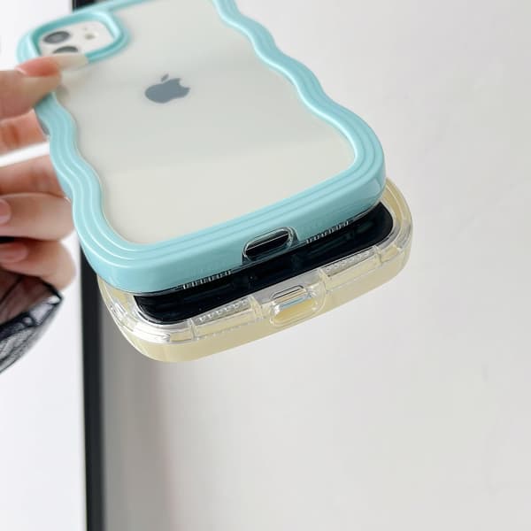 Cute Wave Pattern Shockproof Soft Compatible iPhone Protective Case (Pink, iPhone 11) pink pink