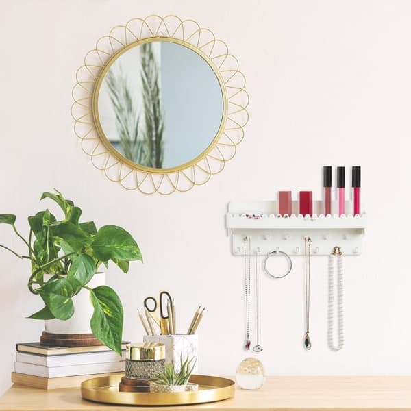 White Self-Adhesive Jewelry Holder with Shelf