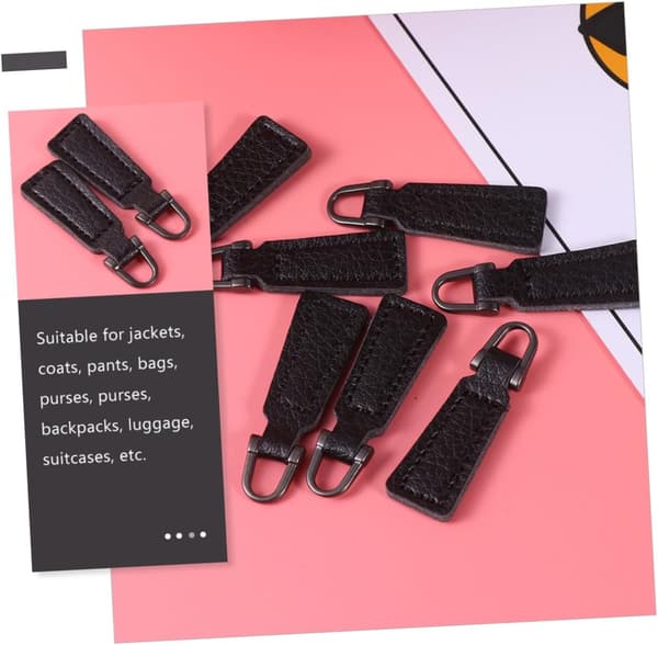 25 Pcs Black PU Leather Zipper Pulls for Bags and Clothes, Universal Detachable Zipper