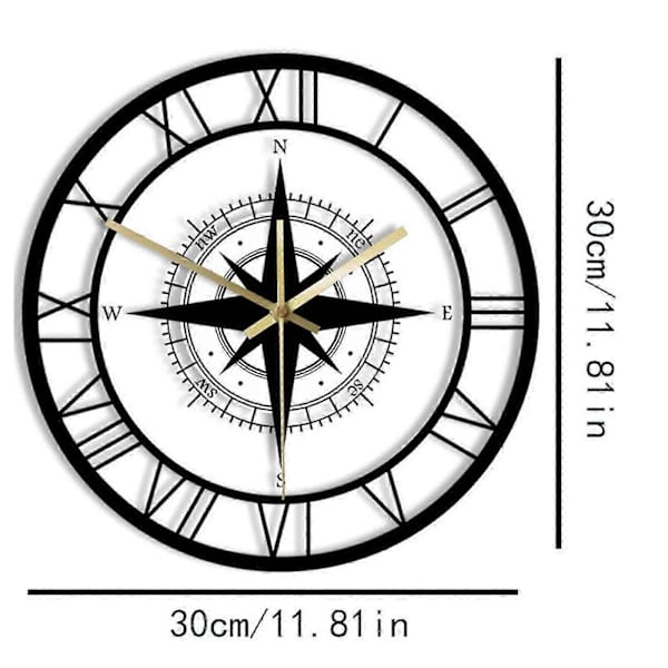Alarm Clock Transparent Wall Clock Black Wind Rose Compass Direction Table Nautical Acrylic Clock Decorative Wall Clock