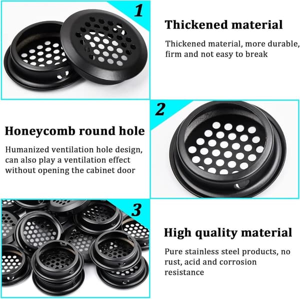 20 stk - ventilasjonsgitter - 35 mm - ventilasjonsåpninger i rustfritt stål