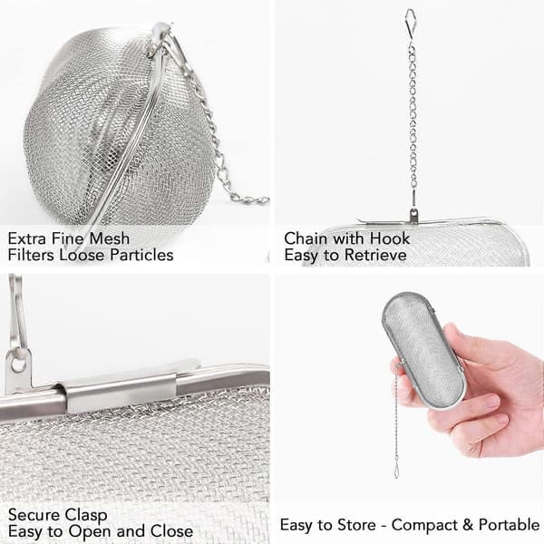 2 pcs Tea Strainer, 304 Stainless Steel Spice Infuser Tea Strainer for Loose Tea, Herbal Tea