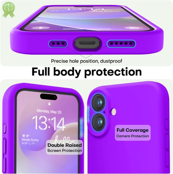 Premium silikonecover iPhone 16 6,1\" – holdbart, let og levende i lilla