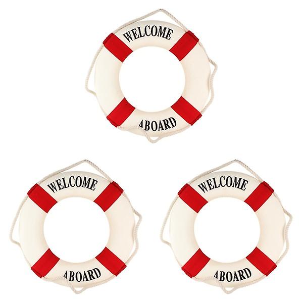 3st Nautical Mediterranean Style Dekor Nordic Booy Välkomstskylt Vägghängande heminredning (röd)3 3pcs