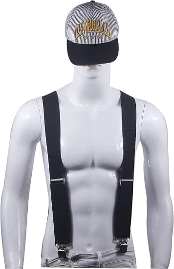 Men's Suspenders X Back Heavy Duty Clips Adjustable Braces for Men