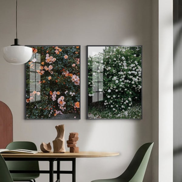 Modeaffisch Rosblomma Fjäder Nordisk Stil Canvasmålning A