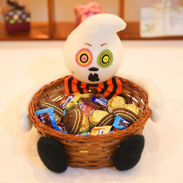 Halloween Dekoration Tillbehör Barn Socker Korg Vit Spökkorg (1st, vit)