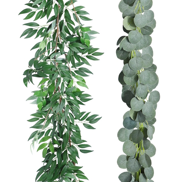 Dørkrans af Kunstig Eucalyptus - Vinstokke - Faux Eucalyptus Krans - Kunstige Planter