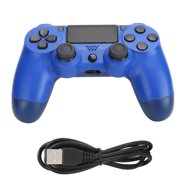 Wireless Controller Gamepad with Touch Screen Audio Function USB Cable for PS4 / PS4 Pro / PS4 Slim Blue