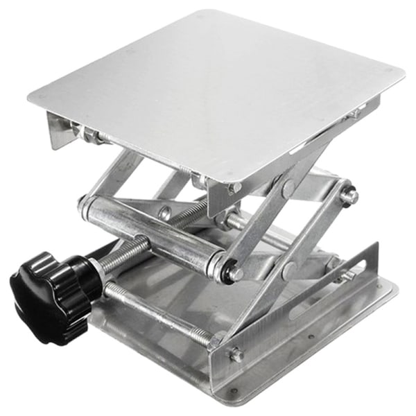 Sakseløftebord, 150 x 150 mm laboratoriejekk i rustfritt stål, sakseløfteplattform, utvidbart løftehøydeområde fra 75 mm til 260 mm, støttevekt 10K