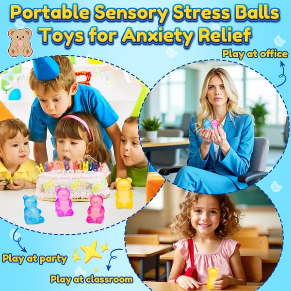 Sæt med 4 Nee Doh Gummy Bear, squishy bolde med høj densitet, til sensorisk og finmotorisk udvikling
