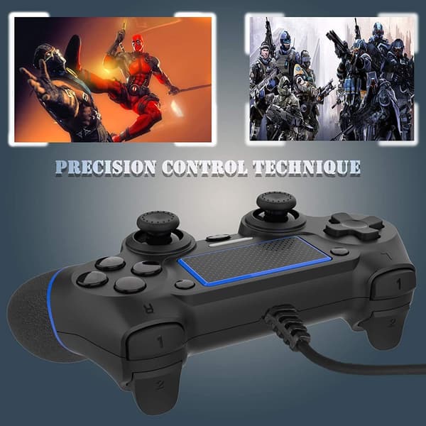 Kablet gamingcontroller til PS-4/Pro/Slim/PC(Win7/8/10)/Laptop, USB-tilsluttet gamingcontroller med vibration og skridsikkert greb, ergonomisk