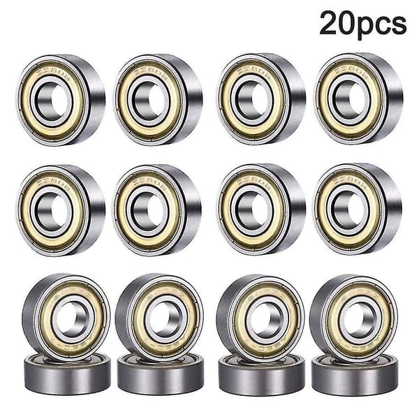 608 Zz Kuglelejer (20 stk), 608zz Metal Dobbeltskærmede Miniatur Radialkuglelejer til Skateboard