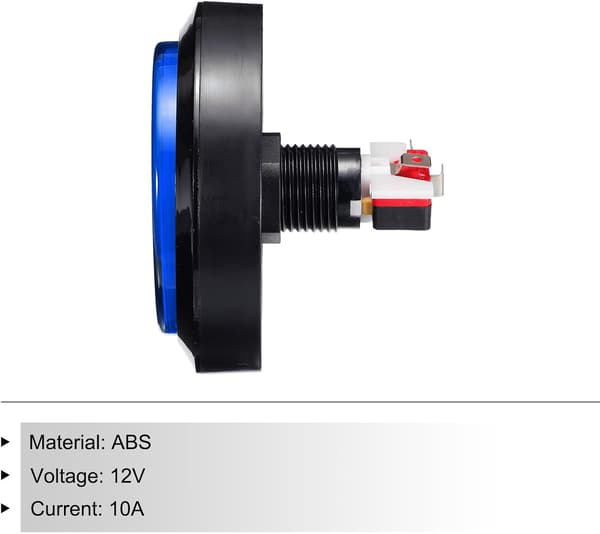 Starts Arcade-knapper ABS Micro Switch Flad Stor Cirkel med Lys til Videospildele DC 12V Blå - Blå Blue