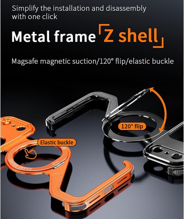 Kreativt skjelettskall for iPhone 17 Pro Max - Z-formet fallbeskyttelse, magnetisk stativ og varmeavledning (Blå) blå blue