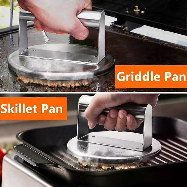 Hamburger Press with Edge, Stainless Steel 15 cm Burger Smasher, Hamburger Grill Tool