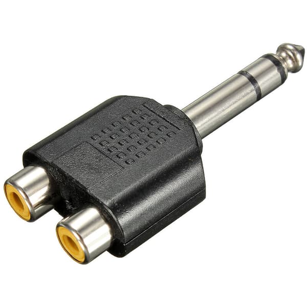 6,35 mm lydadapterkonverter 1/4 tomme han til stereo dobbelt RCA Y-splitter