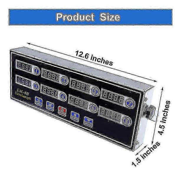 Commercial 8-Channel Digital Kitchen Timer, Stainless Steel Calculator Timer with Alarm, Clock