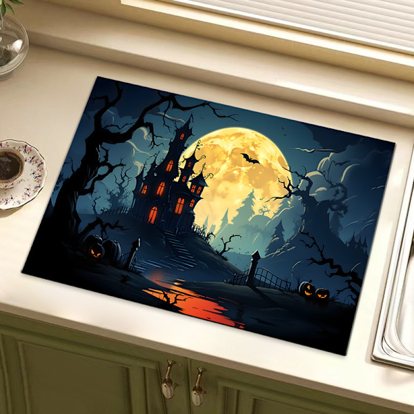 Halloween-underlägg, set om 4, värmebeständiga underlägg, halkfria och fläckbeständiga köksunderlägg, lätta att rengöra