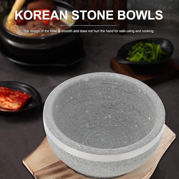 Träbricka Set Bibimbap Stenskål Stenmaterial Långsam Tillagning Håller Maten Varm Gåvor