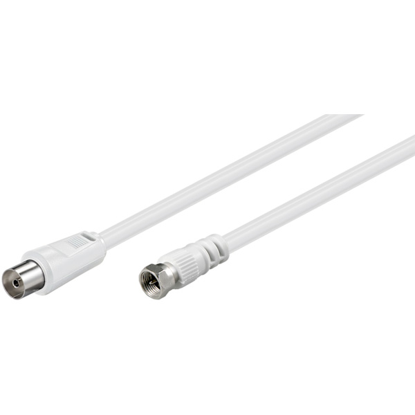 SAT-/antenneadapterkabel (<70 dB), dobbelt skjermet Vit