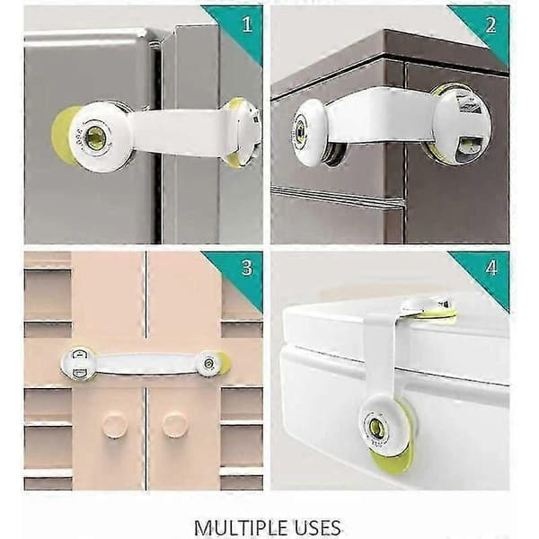 [10-pack] Child Safety Locks - No Tools or Drilling Required - For Kitchen Cabinets, Drawers, Appliances, Cupboards, Refrigerator & Oven, Trash Can