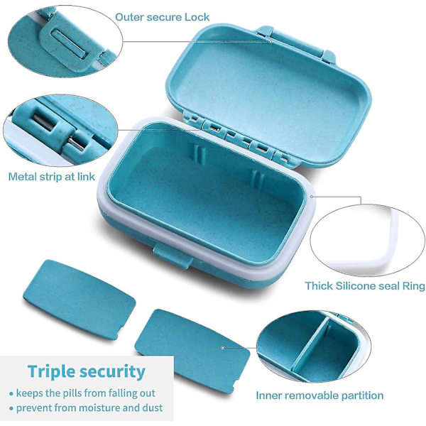 4-osainen Pill Case - 3 irrotettavaa lokeroa - BPA-vapaa matkapillerikotelo