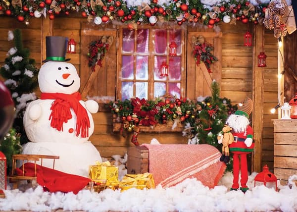Vinyl søt snømann bakgrunn julefotografering bakgrunn Holida