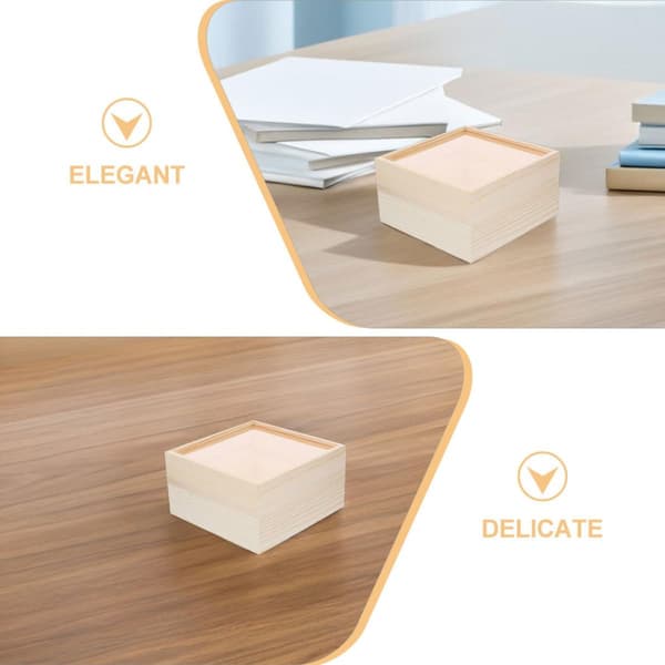 2 st tomma trälådor med skjutbart akryllock Elegant beige träfodral Resistent
