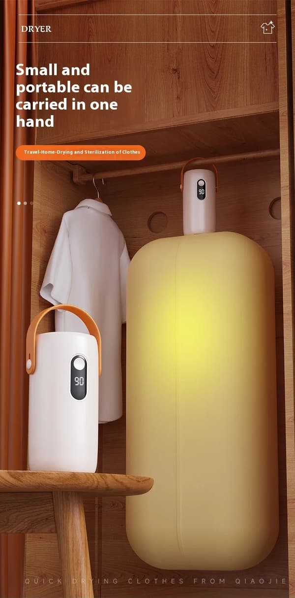 Mini Portable Folding Electric Dryer with Smart Timer for Quick Drying. Home Storage Cabinet with Drying Bag and Winter Accessories.